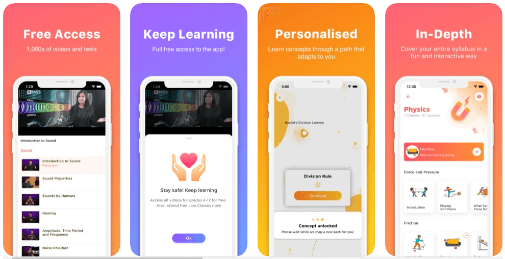 bjyus app features - create an app like byju's